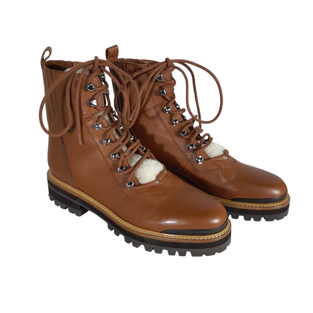 Marc Fisher Ltd Shearling Brown Izzie Lace Up Boots Size 9 m